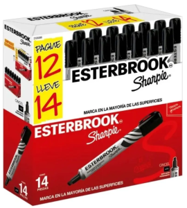 Marcador Permanente Esterbrook Negro 12 Pzs + 2 Gratis