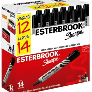 Marcador Permanente Esterbrook Negro 12 Pzs + 2 Gratis